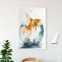 Quadro Peixe Aquário Aquarela 45X34Cm - Com Vidro Quadro Peixe Aquário Aquarela 45X34Cm - Com Vidro