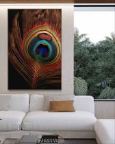 Quadro Pena de Pavão - Moldura Caixa + Foam + Vidro em Vários Tamanhos - Artfine Quadro Pena de Pavão - Moldura Caixa + Foam + Vidro em Vários Tamanhos - Artfine