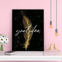Quadro Pena Dourada Gratidão 33X24Cm Com Vidro - Branca Quadro Pena Dourada Gratidão 33X24Cm Com Vidro - Branca