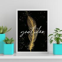Quadro Pena Dourada Gratidão 33x24cm Quadro Pena Dourada Gratidão 33x24cm