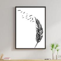 Quadro Pena Pássaros Voando 33X24Cm - Com Vidro Quadro Pena Pássaros Voando 33X24Cm - Com Vidro