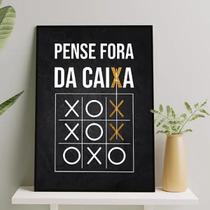 Quadro Pense Fora Da Caixa 45X34Cm - Com Vidro Preta