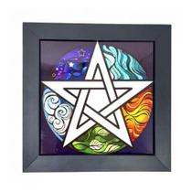 Quadro Pentagrama de Cerâmica 5 elementos - Bruxa Boa
