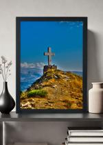 Quadro Pequena Cruz - Com vidro Tamanho:21cm x 30cm (A4)