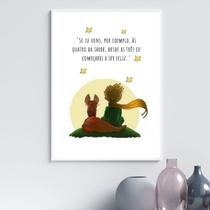 Quadro Pequeno Príncipe Com Raposa - Frase 24x18cm Quadro Pequeno Príncipe Com Raposa - Frase 24x18cm
