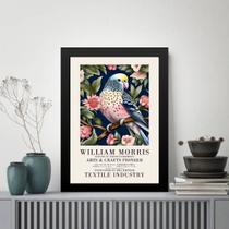 Quadro Periquito Flores - William Morris 33x24cm - com vidro Quadro Periquito Flores - William Morris 33x24cm - com vidro