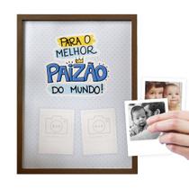 Quadro Personalizado Dia Dos Pais Modelo Melhor Pai do Mundo Moldura Tabaco