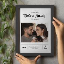 Quadro Personalizável em MDF A4 Para Nós Todo o Amor do Mundo”