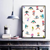 Quadro Pessoas Fendo Yoga 33X24Cm - Com Vidro