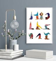 Quadro Pessoas Praticando Yoga- Ilustração 33X24Cm - Vidro