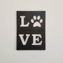 Quadro Pet Love Mdf Preto 38cm X 28cm Com Dupla Face.