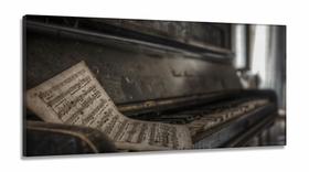Quadro Piano E Partitura Vintage Retrô Decorativoem Tecido Canvas 130x60 - Wall Frame
