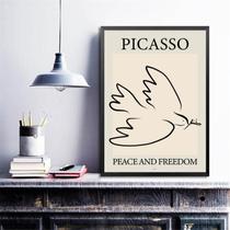 Quadro Picasso Pomba - Peace And Freedom 33x24cm - com vidro