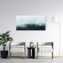 Quadro Pinheiros com névoa Grécia 86x43 Filete Branco Moldura Filete, Branca