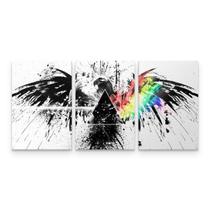 Quadro Pink Floyd Rock Dark Side Águia 3 Telas