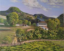 Quadro pintado à mão Casarão da fazenda