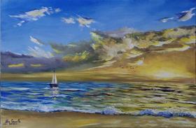 Quadro Pintado à mão Imensidão Serena 60x40cm Quadro Pintado à mão Imensidão Serena 60x40cm