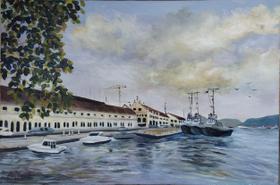 Quadro pintado à mão Tranquilidade na Base