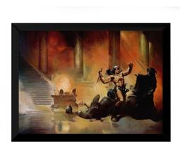 Quadro Pintura Ken Kelly Conan Vs Necromante Grande 42x29cm