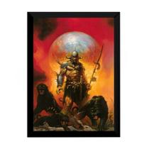 Quadro Pintura Ken Kelly Guerreiro Barbaro Tam Grande 42x29