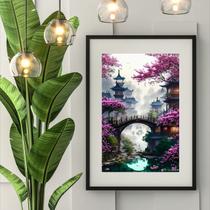 Quadro Pintura Paisagem Japonesa - 60x48cm