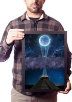 Quadro Piramide Asteca Arte Espaço Lua Luz Quadro Piramide Asteca Arte Espaço Lua Luz