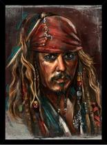 Quadro Piratas Do Caribe Jack Sparrow Moldura 42x29cm