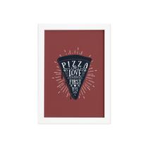 Quadro Pizza Cozinha Love At First Bite Moldura Branca 22x32