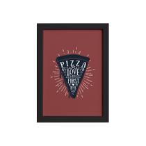Quadro Pizza Cozinha Love At First Bite Moldura Preta 33x43