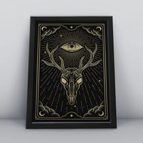 Quadro Placa Decorativa folha dourada com fundo preto