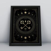 Quadro Placa Decorativa folha dourada