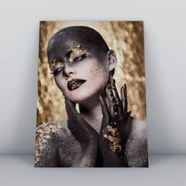 Quadro Placa Decorativa folhas dourada