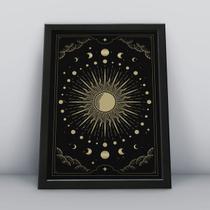 Quadro Placa Decorativa folhas douradas com fundo preto
