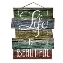 Quadro Placa Decorativa Madeira Frase "Life Is Beautiful" - C03 - D'Rossi