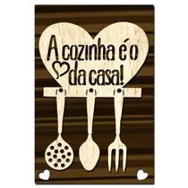 Quadro Placa Decorativa Madeira MDF - Cozinha é o Coração