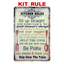 Quadro placa decorativa metal regras de cozinhas casa salão