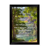 Quadro Placa Decorativa Salmo 91 Religioso Bíblia - Moldura C/Vidro