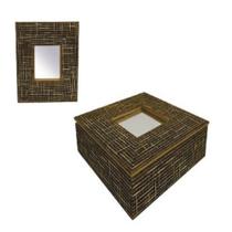 Quadro placa dourado decorativa arvore vida em mdf oitavado 30cm luxo