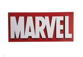 Quadro Placa Marvel Logo Em Relevo, Decoração Gamer