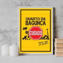 Quadro Placa Quarto Da Bagunça 24X18Cm - Com Vidro Branca Quadro Placa Quarto Da Bagunça 24X18Cm - Com Vidro Branca