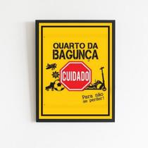 Quadro Placa Quarto Da Bagunça 33X24Cm - Com Vidro Branca