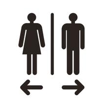 Quadro/placa Sinalização Mas/fem E Setas - Banheiro Unissex