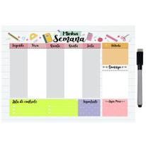 Quadro Planejador de Metal Semanal 20x26cm + Caneta - Ideal Planners