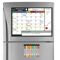 Quadro Planejamento Tarefas Mensal Magnético + 8 Canetas Cor