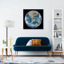 Quadro Planeta Terra 60x60 Filete Branco