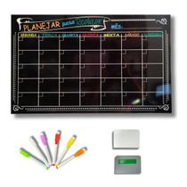Quadro Planner Parede Mensal Black 50x80cm E 6 Canetas Neon