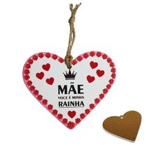 Quadro Plaquinha Coração Em Porcelana Mãe Rainha Presente