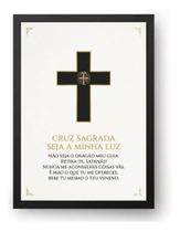Quadro Poderosa Oração De São Bento Com Cruz Branco 30x42cm Quadro Poderosa Oração De São Bento Com Cruz Branco 30x42cm