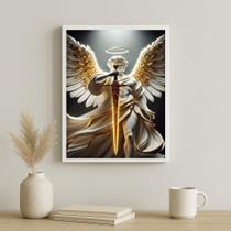 Quadro Poderoso São Miguel Arcanjo 33X24Cm - Com Vidro