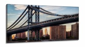 Quadro Ponte De Manhattan Para Sala Quarto em Tecido Canvas 130x60 Quadro Ponte De Manhattan Para Sala Quarto em Tecido Canvas 130x60